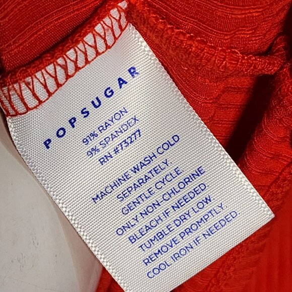 POPSUGAR Solid All Red Ribbed Short Sleeve Crop Top Womens Size L Large - Picture 6 of 6